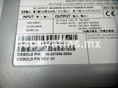 Diebold PWR SPLY,SWTCHR,MULTVOLT,W400 PN: 49-247846-000A, 49247846000A