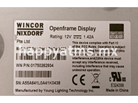 Wincor Nixdorf Displays 15" Openframe ProCash-250, IVO/YLT PN: 01750262934