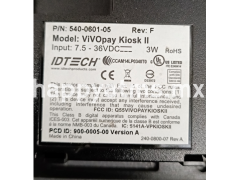 ID TECH VIVOpay Kiosk II MAIN CONTROL UNIT PN: 540-0601-05, 540060105