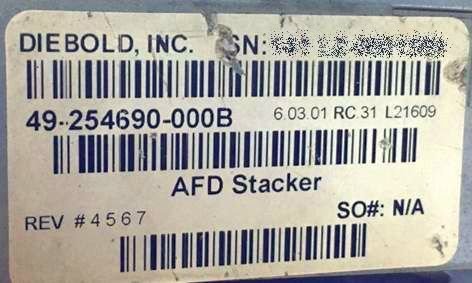 Diebold STACKER,RL,ACTIVDISPENSE PN: 49-254690-000B, 49254690000B