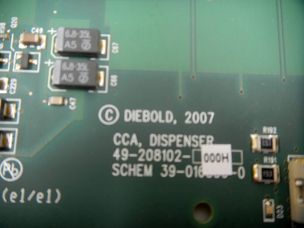 2448-2 Diebold CCA DISPENSER CONTROLLER PN: 49-208102-000H, 49208102000H