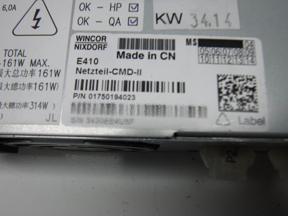 Wincor Nixdorf Power Supply CMD II PN: 01750194023, 1750194023