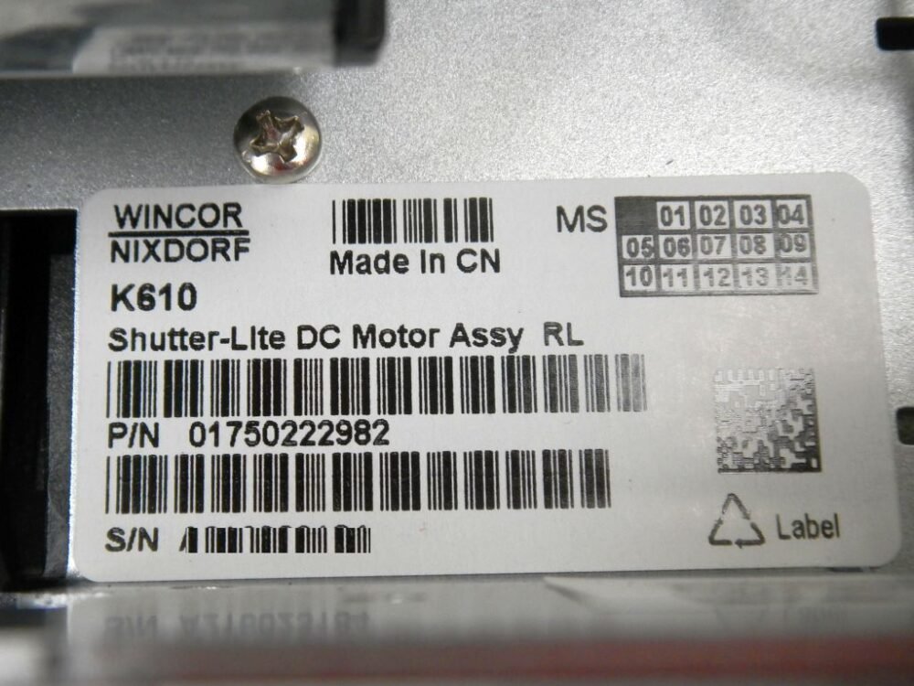 Wincor Nixdorf SHUTTER LITE DC MOTOR ASSY RL PN: 01750222982, 1750222982