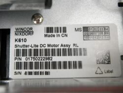 2560-4 Wincor Nixdorf SHUTTER LITE DC MOTOR ASSY RL PN: 01750222982, 1750222982
