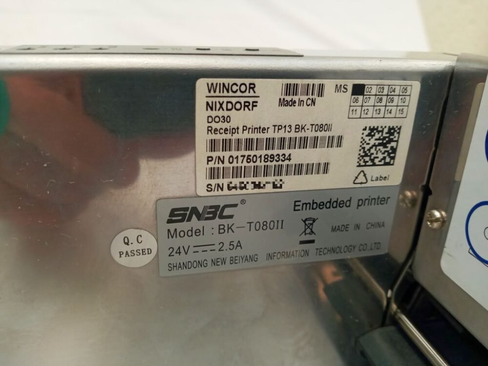 2626-5 Wincor Nixdorf TP13 receipt printer BKT080II PN: 01750189334, 1750189334