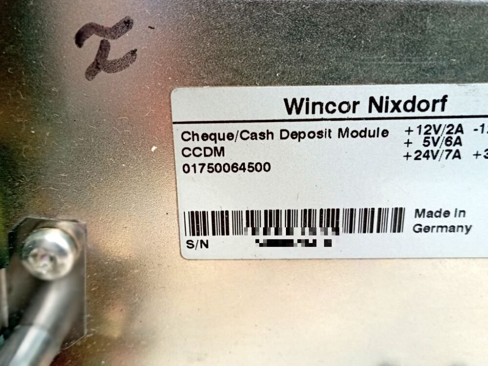 2637-4 Wincor Nixdorf Chassis CCDM Check/Cash Assy PN: 01750064500, 1750064500