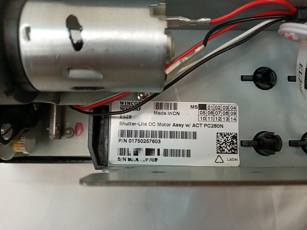 Wincor Nixdorf Shutter-Lite DC Motor Assy W/ACT PC280N PN: 01750257603, 1750257603