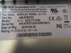 NCR ReTecCom TFT Monitor PN: 445-0763722, 4450763722