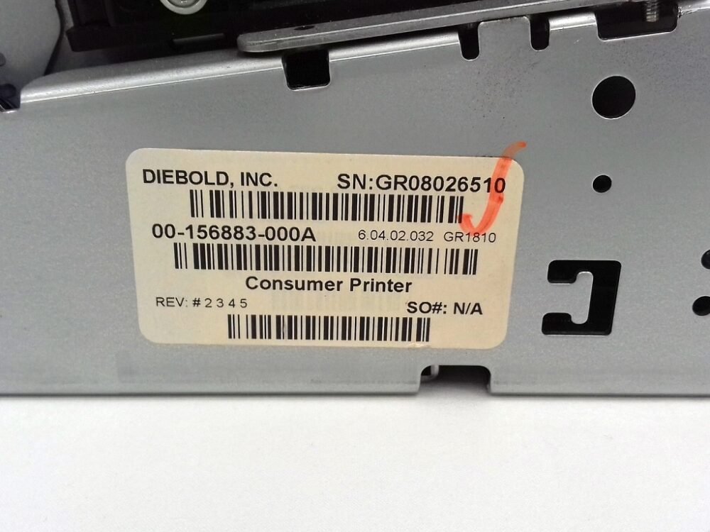 Diebold DUAL CONSUMER PRINTER PN: 00-156883-000A, 156883000A