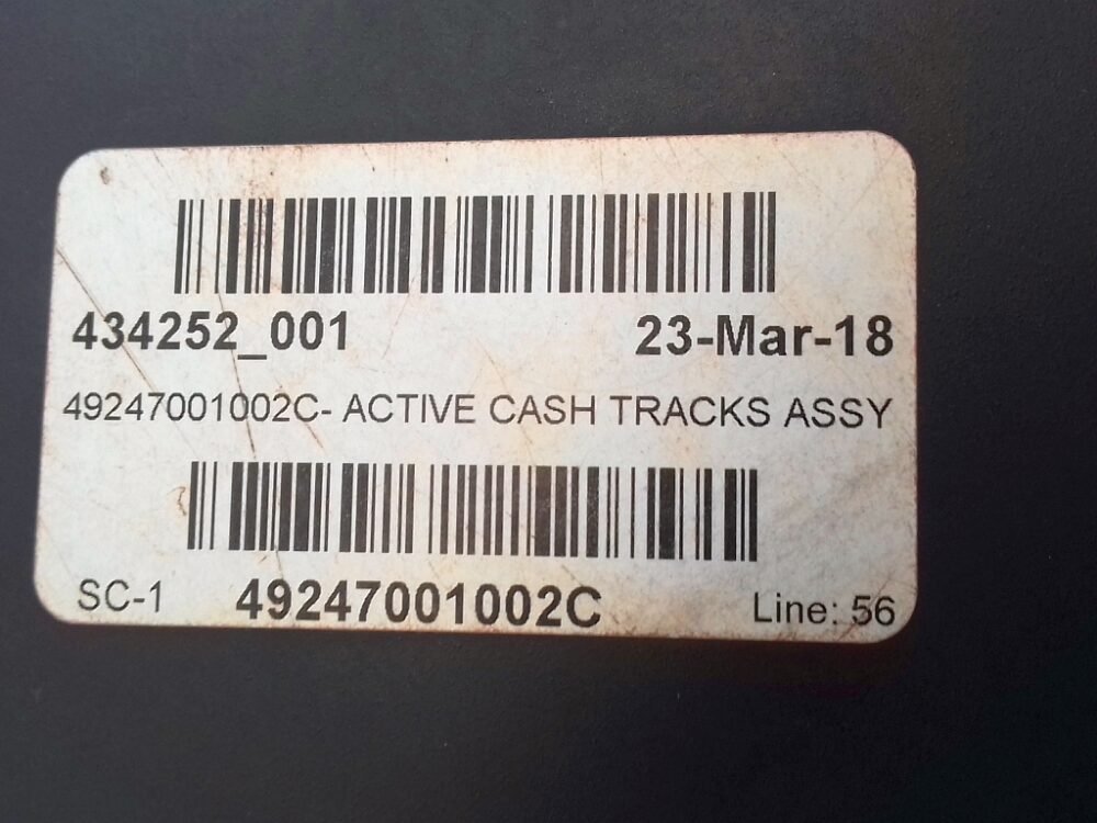 2738-2 Diebold ACTIVE CASH TRACKS ASSY PN: 49-247001-002C, 49247001002C