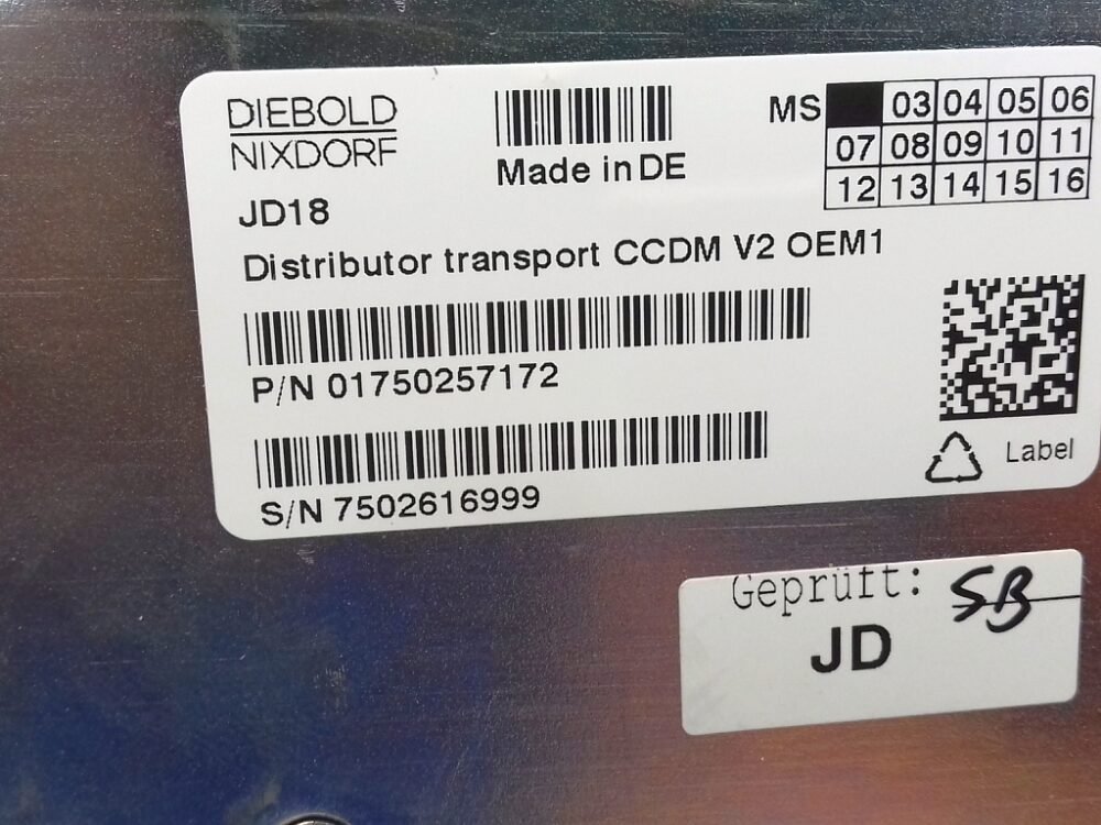 Wincor Nixdorf DISTRIBUTOR TRANSPORT CCDMV2 PN: 1750257172, 1750257172