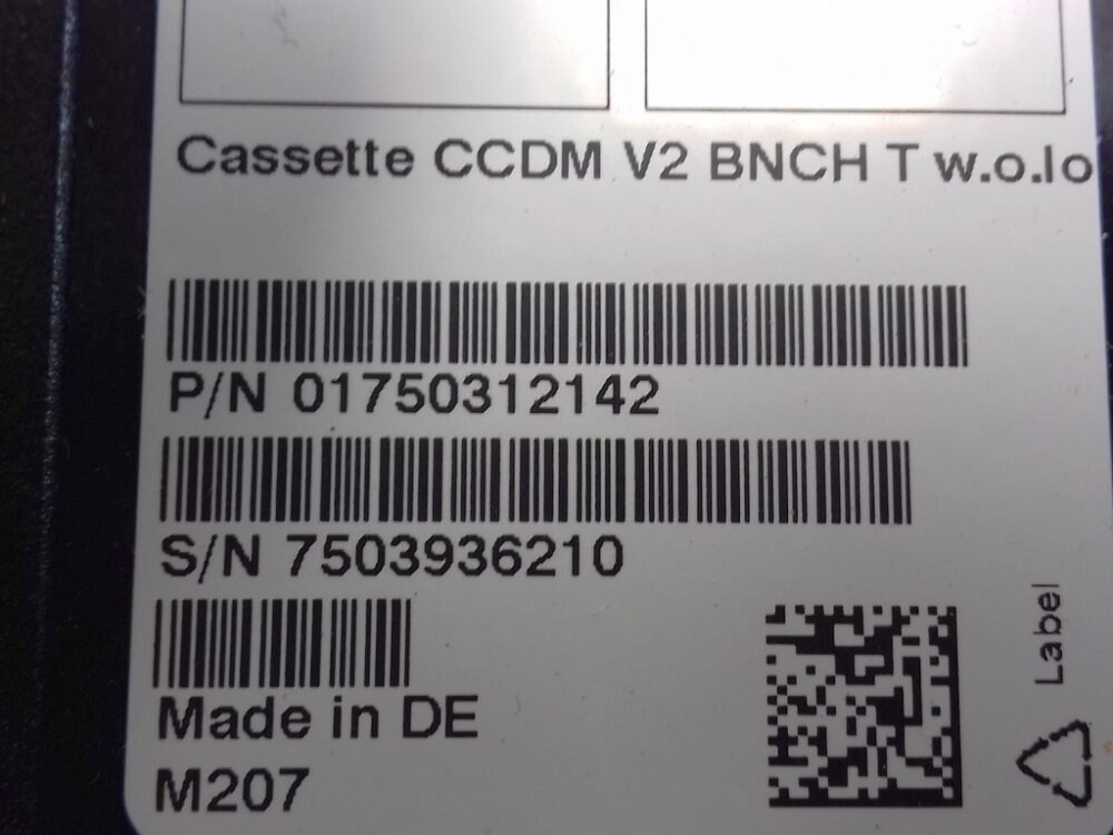 Wincor Nixdorf CASSETTE CCDM V2 BNCH T W.O.IO PN: 1750312142, 1750312142