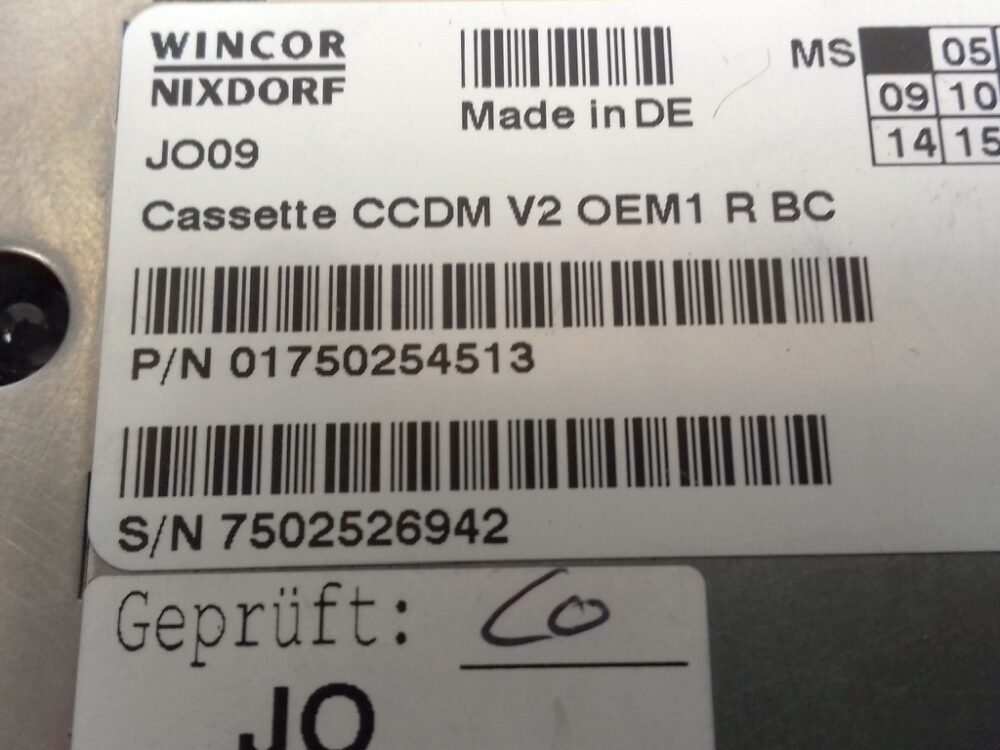 Wincor Nixdorf CASSETTE CCDM V2 OEM1 R BC PN: 1750254513, 1750254513