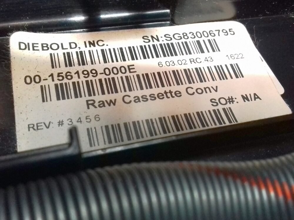 Diebold RAW CASSETTE CONV PN: 00-156199-000E, 156199000E
