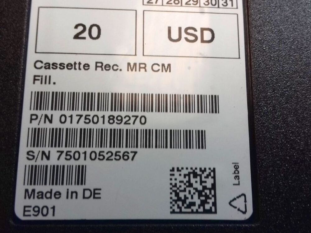 Wincor Nixdorf MR CM_Fill Cassette Rec. PN: 1750189270, 1750189270