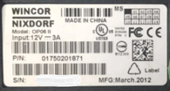 3483-3 Wincor Nixdorf ATM OP06 II OPERATOR PANEL PN: 01750201871, 1750201871