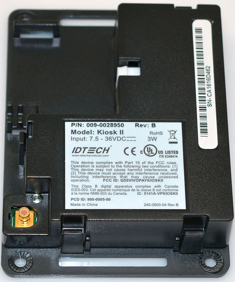 NCR ID Tech VIVOPay Kiosk II USB NFCMain Control Unit PN: 009-0028950, 90028950