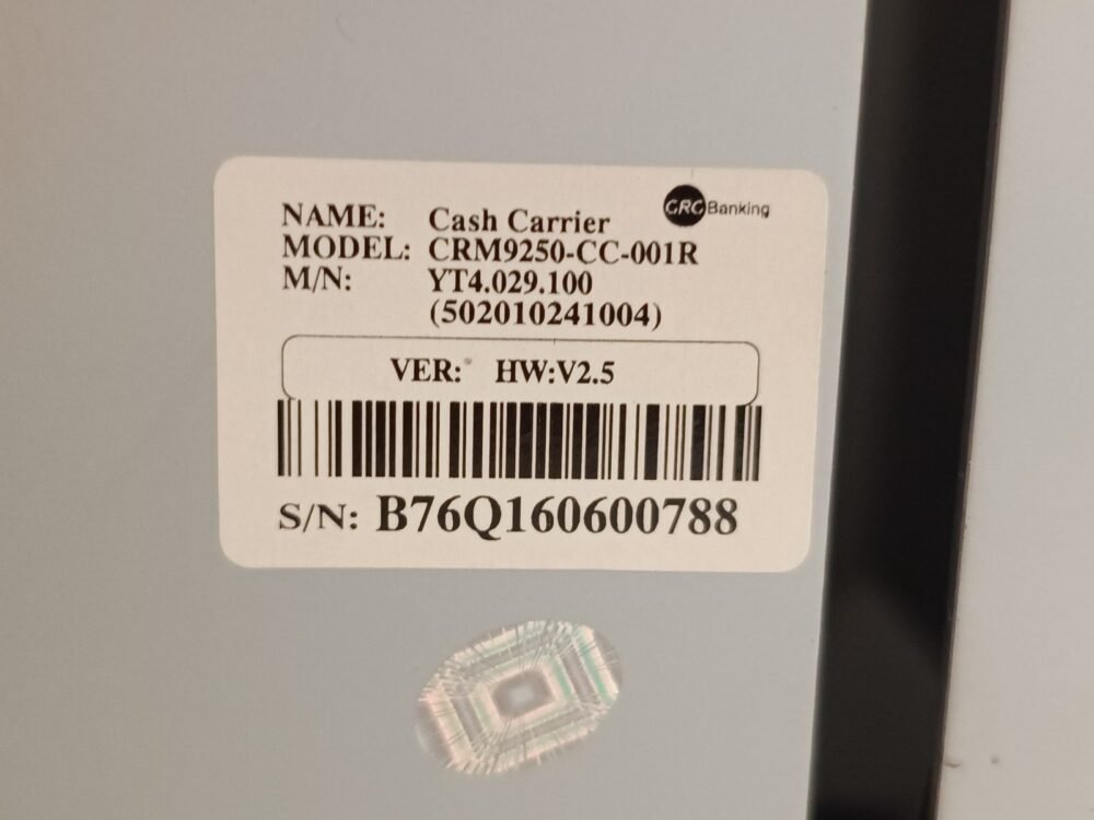 GRG, Cash Carrier, CRM9250-CC-001R, NP: YT4.029.100, YT4029100