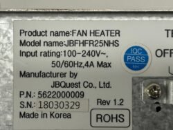 Hyosung, FAN HEATER, JBFHFR25NHS, NP: 5622000009