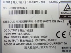 3703-6 Diebold Nixdorf POWER SUPPLY, SWITCHR, MULTVOLT, W400 PN: 01750346378, 1750346378