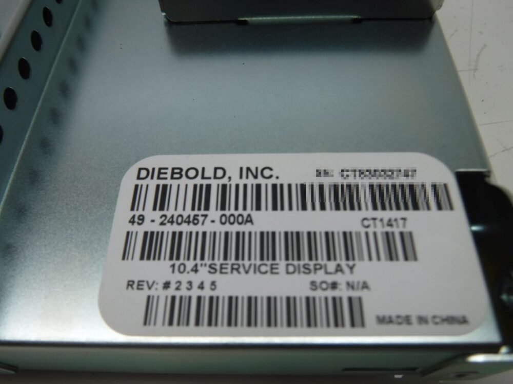 Diebold MON,LCD,LED BKLT,10.4 IN OPEN FRAME PN: 49-240457-000A, 49240457000A